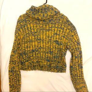 Yellow and Blue Crop Sweater